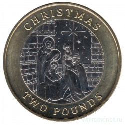 Монета. Гибралтар. 2 фунта 2022 год. Рождество.