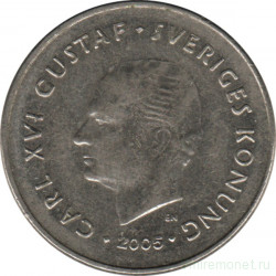Монета. Швеция. 1 крона 2005 год.
