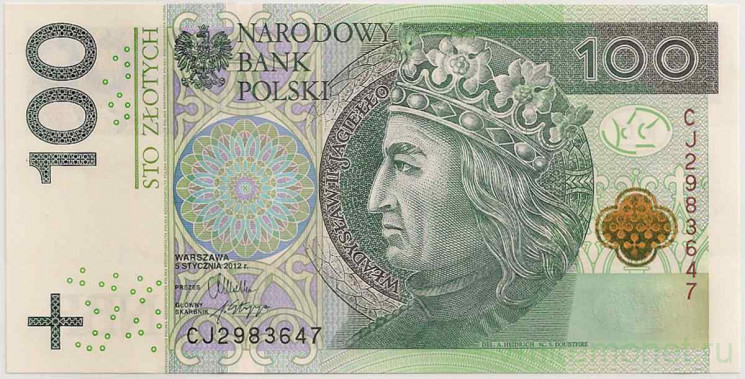 Банкнота. Польша. 100 злотых 2012 год. Владислав II Ягелончик.