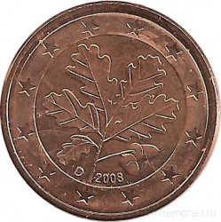 Монета. Германия. 5 центов 2008 год (D).