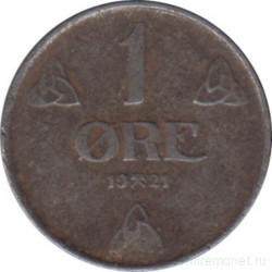 Монета. Норвегия. 1 эре 1921 год. Железо.