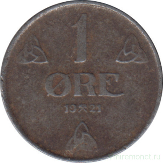 Монета. Норвегия. 1 эре 1921 год. Железо.