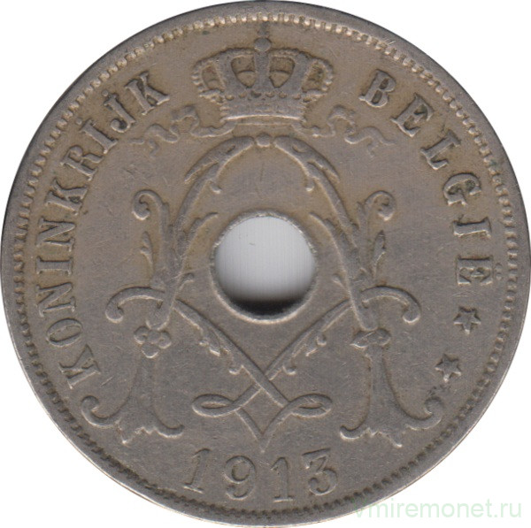 Монета. Бельгия. 25 сантимов 1913 год. BELGIE.