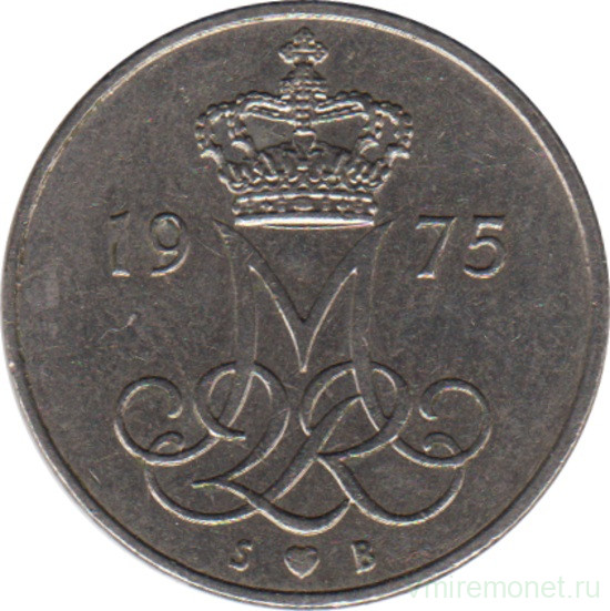 Монета. Дания. 10 эре 1975 год.