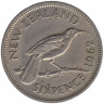 Монета. Новая Зеландия. 6 пенсов 1962 год.