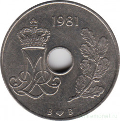 Монета. Дания. 25 эре 1981 год.