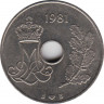  Монета. Дания. 25 эре 1981 год. ав.