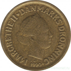 Монета. Дания. 20 крон 1990 год.