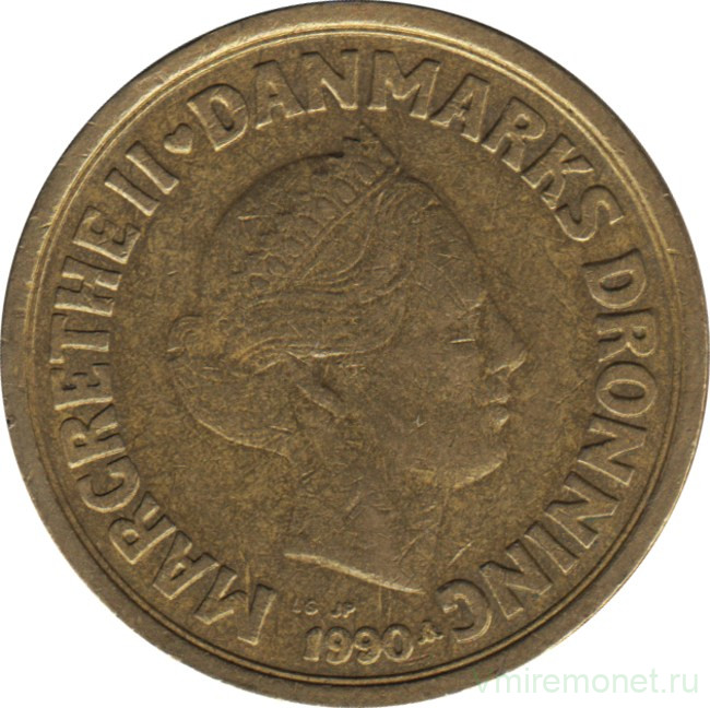 Монета. Дания. 20 крон 1990 год.