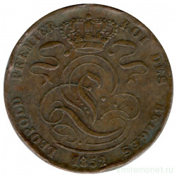 Монета. Бельгия. 5 сантимов 1852 год.