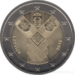 Монета. Латвия. 2 евро 2018 год. 100 лет государствам Балтии.
