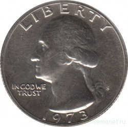 Монета. США. 25 центов 1973 год. Монетный двор S.