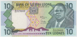Банкнота. Сьерра-Леоне. 10 леоне 1988 год.