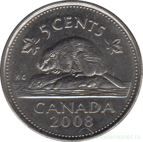 Монета. Канада. 5 центов 2008 год.