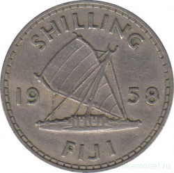 Монета. Фиджи. 1 шиллинг 1958 год.