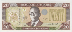 Банкнота. Либерия. 20 долларов 2009 год. Тип 28е.