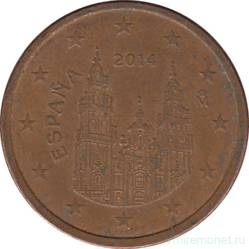 Монета. Испания. 5 центов 2014 год.