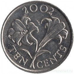 Монета. Бермудские острова. 10 центов 2002 год. 