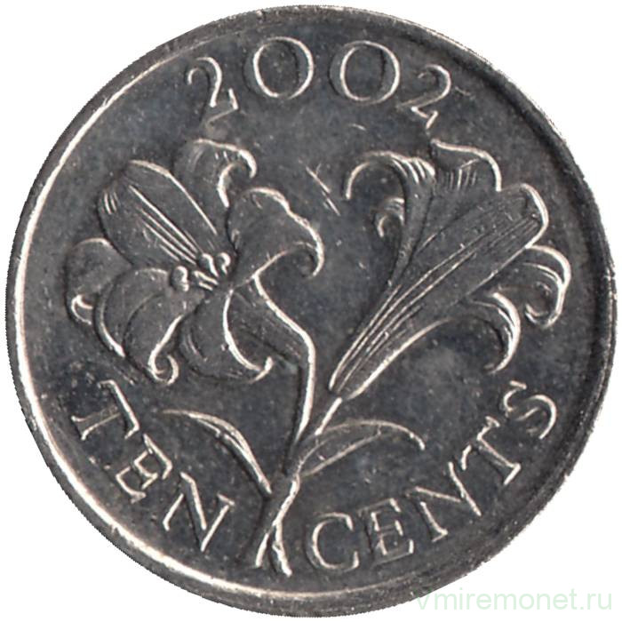 Монета. Бермудские острова. 10 центов 2002 год. 