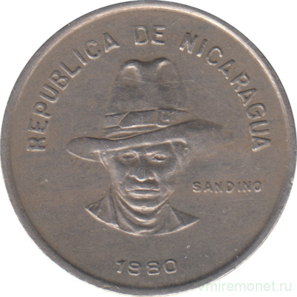 Монета. Никарагуа. 50 сентаво 1980 год.