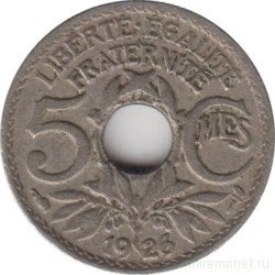 Монета. Франция. 5 сантимов 1926 год.