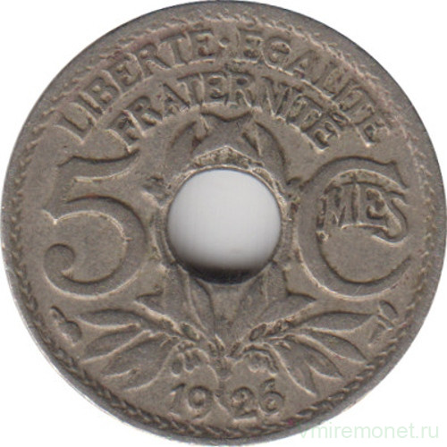 Монета. Франция. 5 сантимов 1926 год.
