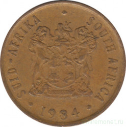 Монета. Южно-Африканская республика (ЮАР). 1 цент 1984 год.