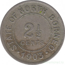 Монета. Британское Северное Борнео. 2 1/2 цента 1903 год.