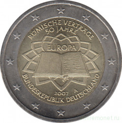 Монета. Германия. 2 евро 2007 год. 50 лет подписания Римского договора (A).