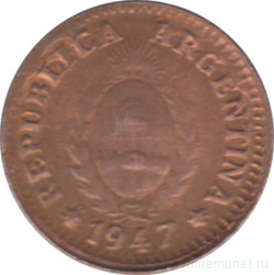 Монета. Аргентина. 1 сентаво 1947 год.