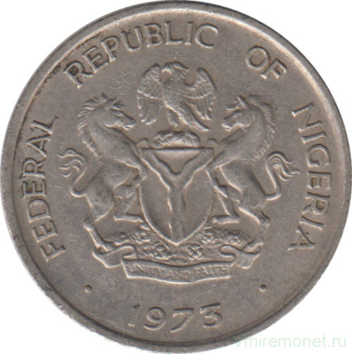 Монета. Нигерия. 5 кобо 1973 год.