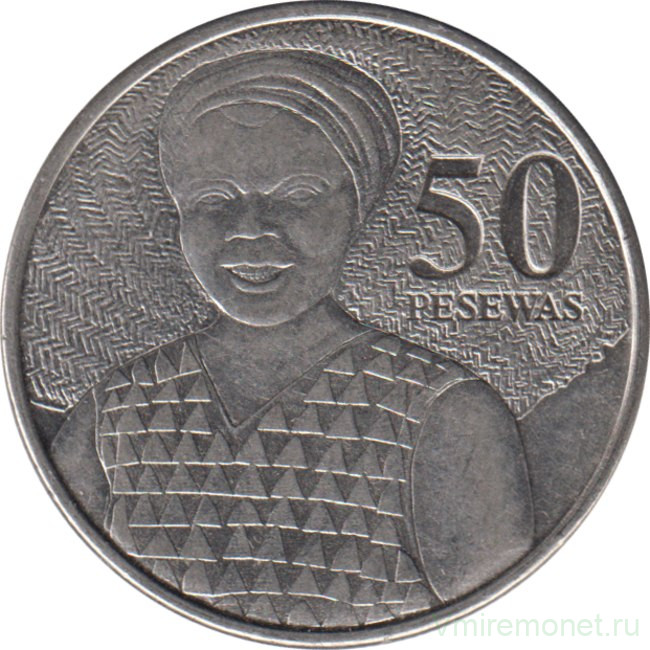Монета. Гана. 50 песев 2007 год.