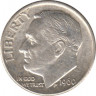 Монета. США. 10 центов 1960 год. Серебряный дайм Рузвельта. ав.