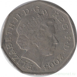 Монета. Великобритания. 50 пенсов 2005 год.