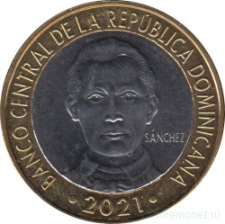 Монета. Доминиканская республика. 5 песо 2021 год.