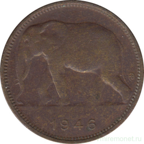 Монета. Бельгийское Конго. 1 франк 1946 год.