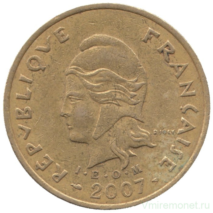 Монета. Французская Полинезия. 100 франков 2007 год. 