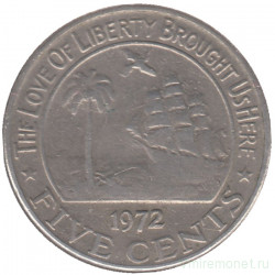 Монета. Либерия. 5 центов 1972 год. 