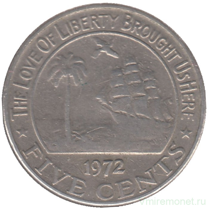Монета. Либерия. 5 центов 1972 год. 