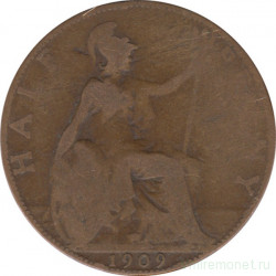 Монета. Великобритания. 1/2 пенни 1909 год.
