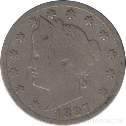 Монета. США. 5 центов 1897 год.