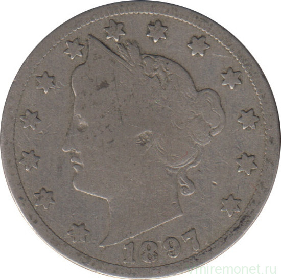 Монета. США. 5 центов 1897 год.