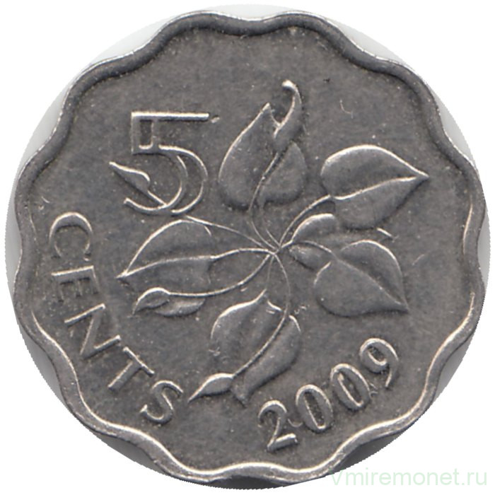 Монета. Свазиленд. 5 центов 2009 год.