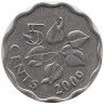 Монета. Свазиленд. 5 центов 2009 год.