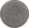 Монета. Суринам. 10 центов 1988 год. ав.
