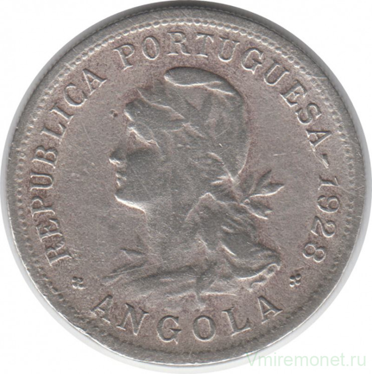 Монета. Ангола. 50 сентаво 1928 год.