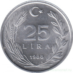 Монета. Турция. 25 лир 1988 год.