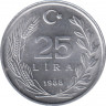 Монета. Турция. 25 лир 1988 год. ав.