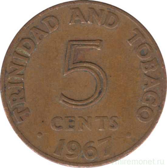 Монета. Тринидад и Тобаго. 5 центов 1967 год.