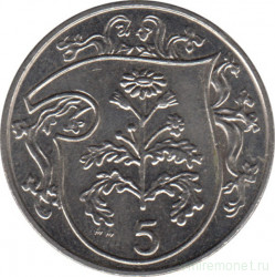 Монета. Великобритания Остров Мэн. 5 пенсов 1987 год.